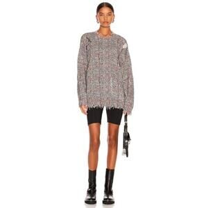 R13 Printed Tweed Sweater in Grey Brown Tweed Plaid. Oversized XS. Excellent